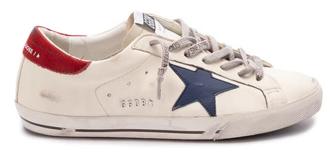 Golden Goose Super-Star White Blue Star Red