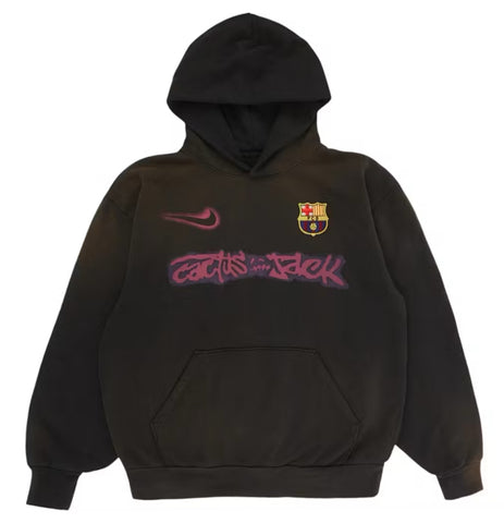 Travis Scott X Nike X FC Barcelona Spray Logo Black Hoodie