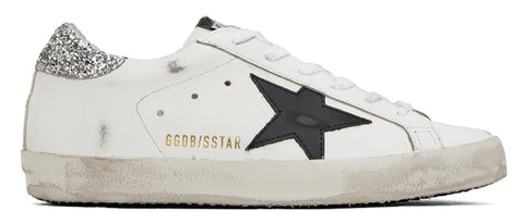 Golden Goose Super-Star White Glitter Black