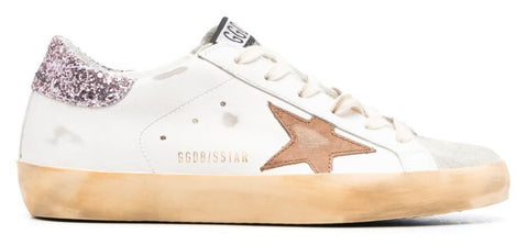 Golden Goose Super-Star White Glitter Pink