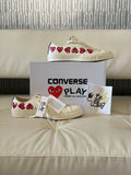 CONSIGNMENT Play Converse Comme des Garçons Multi-Heart Low Top White