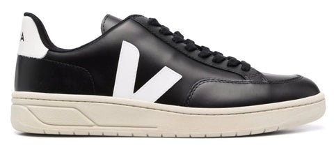 Veja V-12 Leather Black White