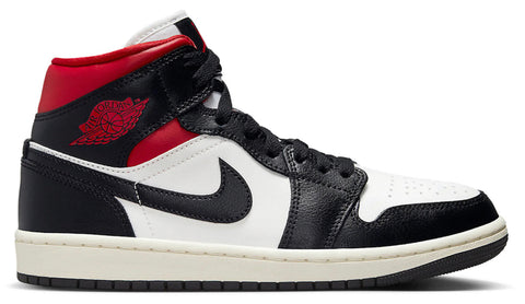 Jordan 1 Mid Black Sail Gym Red