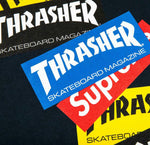 Supreme X Thrasher Multi Logo Long Sleeve Navy Tee