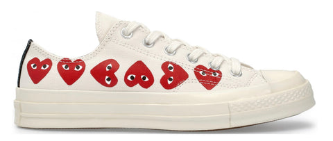 CONSIGNMENT Play Converse Comme des Garçons Multi-Heart Low Top White